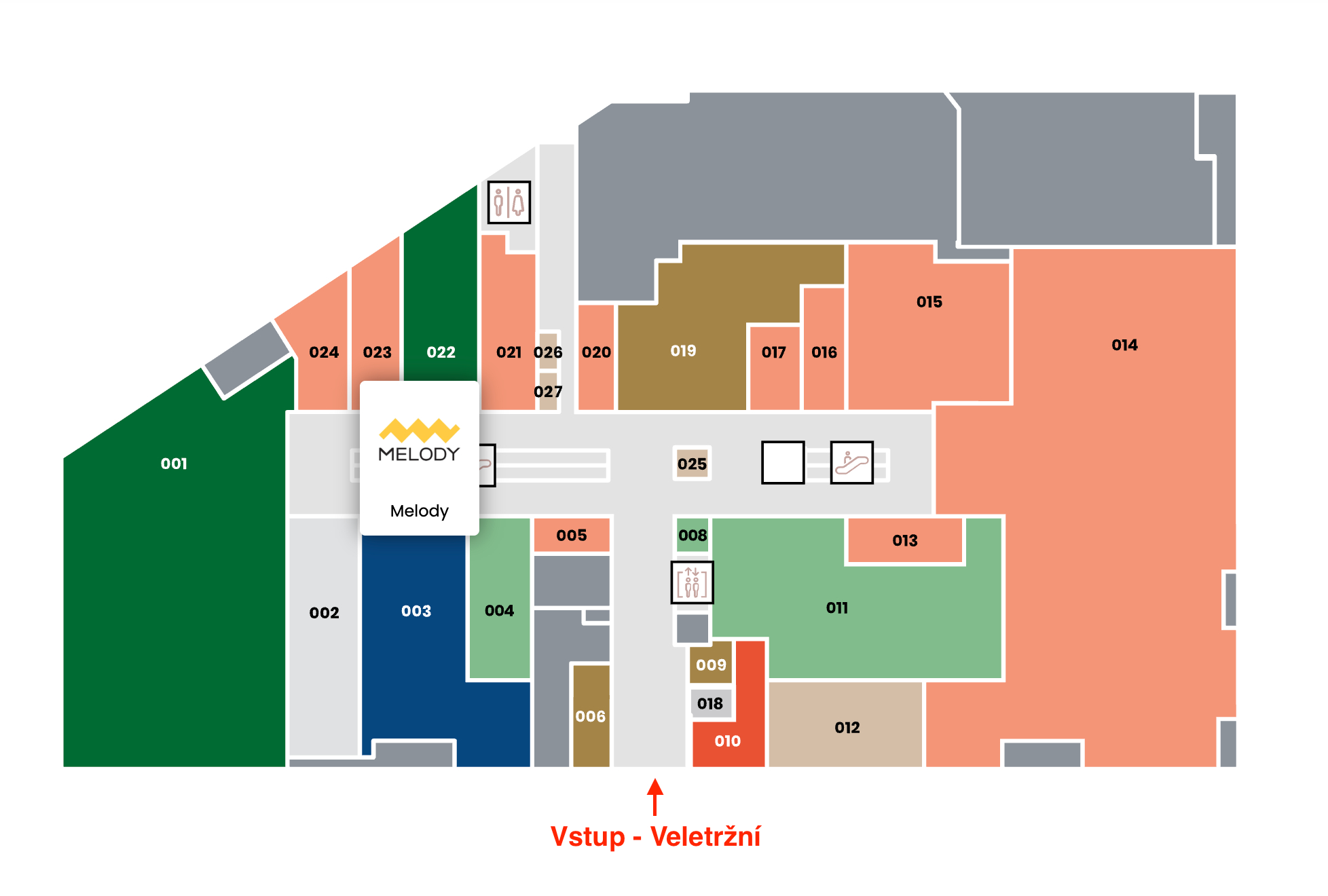 Mapa Centra Stromovka s predajňou Melody Mall
